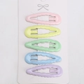 Set de 5 pinzas para el cabello BB color macaron en forma de gota sobre cartulina - Gota de agua festoneada (SY-V-01)