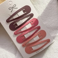 6-piece matte gradient red and pink teardrop snap hair clips on white card - Burgundy Gradient Series (SY-U-02)