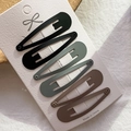 Set of 6 matte metal water drop hair clips in black, grey-green, and coffee brown colors - Black Gray and Coffee Series (SY-U-03)