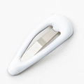 Mini 2cm white teardrop snap clip for pets and dolls with a glossy finish - White