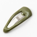 Mini 2cm olive green metal snap hair clip for small pets with a glossy teardrop finish - Elegant Green