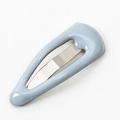 2cm mini blue-grey teardrop metal pet hair clip with a glossy smooth finish - Gray