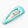 Miniature light blue enamel BB hair clip for pets with a glossy metal snap-on finish - Mint Green