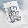 Set of 5 Korean style houndstooth pattern BB hair clips for girls on display card - Grey Plaid