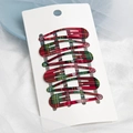 Set of 5 plaid pattern metal BB hair clips for girls in red and green tartan design - Royal Stewart Plaid