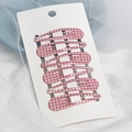 6-piece set of red and white plaid hair clips for girls on a white display card - Red Checkerboard