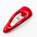 Mini red teardrop hair clip with a high-gloss finish and silver metal base for dogs - Red