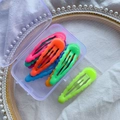 Neon candy-colored BB hair clips set with a purple storage box for girls - Lace Waterdrop Style