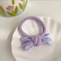 Elastic lavender woven hair tie featuring a soft fabric bow for cute hair styling - Gradient Purple