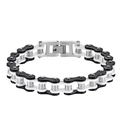 Men's stainless steel bicycle chain bracelet in black, white, and silver finish - 12mm*210mm / Black and White