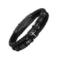 Men's black braided leather bracelet featuring a cross and Isaiah 41:10 bible verse - 19cm / Style 2 (Isaiah 41:10)