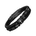 Braided black leather bracelet for men with cross and engraved Bible verse Psalm 23 - 19cm / Style 3 (Psalm 23)