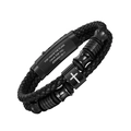 Schwarzes Lederarmband für Herren mit Kreuz und Bibelvers auf Edelstahl-Platte - Stil 5 (Jeremia 29:11)