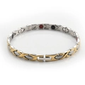 Men's titanium steel energy bracelet with rose gold and silver bi-color X-links - Gold & Silver