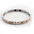 Herren Titanstahl Energiearmband in Silber und Roségold mit Magnetelementen - Zweifarbiges Roségold