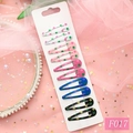 Lot de 10 barrettes goutte colorées avec motifs d'étoiles sur carte d'affichage - Étoile (F017)