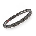 Men's magnetic energy bracelet with black steel links and snake skin texture - Black