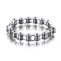 Men's silver stainless steel bike chain bracelet with a polished industrial finish - Steel
