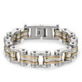 Two-tone silver and gold stainless steel motorcycle chain bracelet for men - L 22cm * W 1.6cm / Two-tone Gold Silver Style 1