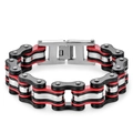 Men's stainless steel motorcycle chain bracelet in polished red, black and silver finish - L 22cm * W 1.6cm / Black and Red Variant