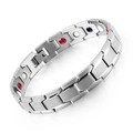 Silver magnetic health bracelet in titanium steel with multi-color energy stones - Steel