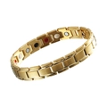 Polished golden 12mm stainless steel magnetic therapy bracelet with healing stones - Gold