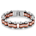 Men's hip-hop motorcycle chain bracelet in black and orange stainless steel - L 22cm * W 1.6cm / Black Orange
