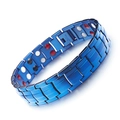 Men's magnetic therapy steel bracelet with vibrant blue finish and triple inlay magnets - Blue