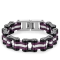 Men's stainless steel motorcycle chain bracelet in purple, black, and silver finish - L 22cm * W 1.6cm / Black Purple