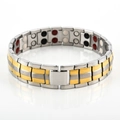 Men's magnetic therapy stainless steel bracelet with silver and gold finish links - Gold & Silver
