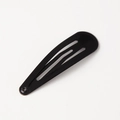 Classic black snap hair clip in teardrop shape with a glossy lacquer finish - Black