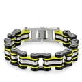 Men's stainless steel motorcycle chain bracelet in silver, black and vibrant yellow color - L 22cm * W 1.6cm / Black and Yellow