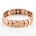 Men's double-row magnetic stainless steel health bracelet in polished rose gold finish - Rose Gold