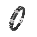 Bracelet sport pour homme en silicone noir avec insert de chaîne métallique argentée - Noir