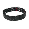Herren Magnetarmband aus schwarzem Edelstahl mit dreireihigen Gliedern und farbigen Einlagen - Schwarz