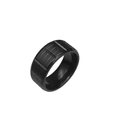 Men's industrial style black stainless steel ring with textured gear pattern finish - US 8 / Black