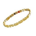 Golden stainless steel magnetic bracelet with leaf-shaped links and colored stones - Gold