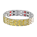 Zweifarbiges Herren-Magnetarmband aus Titan in Gold und Silber mit Energieelementen - Titanstahl (TITANIUM) / Gold & Silber