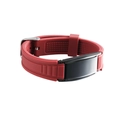 Adjustable red silicone wristband for men with black stainless steel ID plate and buckle - Maroon & Black Plate