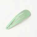 Matte light green drop-shaped snap hair clip in painted metal for women and girls - Grass Green