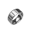 Men's wide stainless steel ring with silver grid texture and brushed matte finish - US 8 / Steel