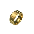 Men's gold plated stainless steel ring with industrial geometric grid texture - US 8 / Gold