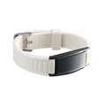 White silicone sports bracelet with black metal plate and adjustable buckle for men - White & Black Plate