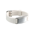 Adjustable white silicone wristband with silver stainless steel plate for men - White & Steel Plate