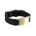 Men's minimalist black silicone bracelet with a polished gold curved metal plate - Black & Gold Plate