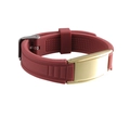Adjustable punk style burgundy silicone wristband with polished gold metal plate - Maroon & Gold Plate