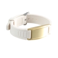 Adjustable white silicone bracelet for men with polished gold stainless steel plate - White & Gold Plate