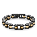 Industrial style stainless steel bicycle chain bracelet in black and gold finish - Black Gold (10mmx215mm)