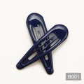 Pair of dark blue 5cm snap hair clips with a glossy painted finish in drop shape - Navy Blue