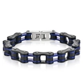 Men's stainless steel bicycle chain bracelet in black and blue electroplated finish - Black Blue (10mmx215mm)